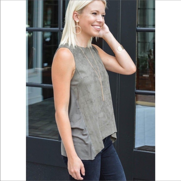 BISHOP + YOUNG Paulina Faux Suede Olive Tank Top - Picture 5 of 8